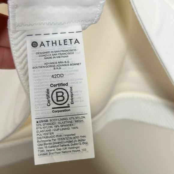 ATHLETA Advance Sports Bra B-G Wireless White Sz 42DD - Picture 6 of 6